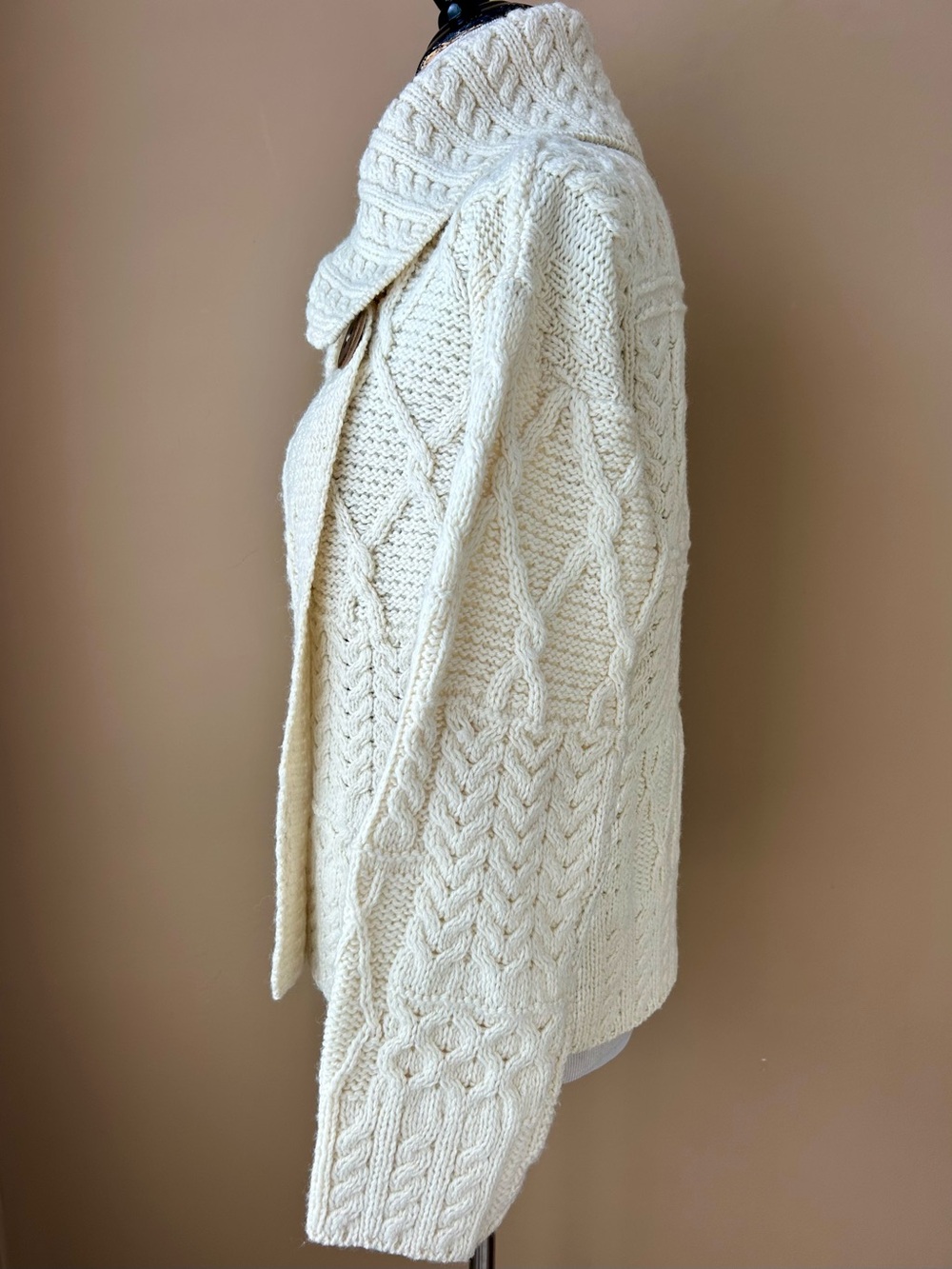 Blarney Woolen Mills One Button Aran Cardigan Irish Wool Fisherman Size S NWT - Picture 10 of 15